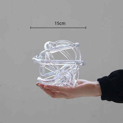 DecorBites™ Glass Coil Wound Ball Ornament: Hand-made, Geometric, Transparent, Home Decoration