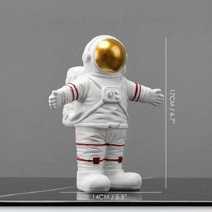 DecorBites™ Astronaut Figurines: Modern Spaceman with Moon Sculpture, Perfect Gift for Man & Boyfriend