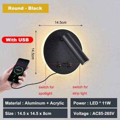 DecorBites™ Adjustable 10W Wall Light Sconce Lamp with Switch - Hotel Bedroom Study Reading