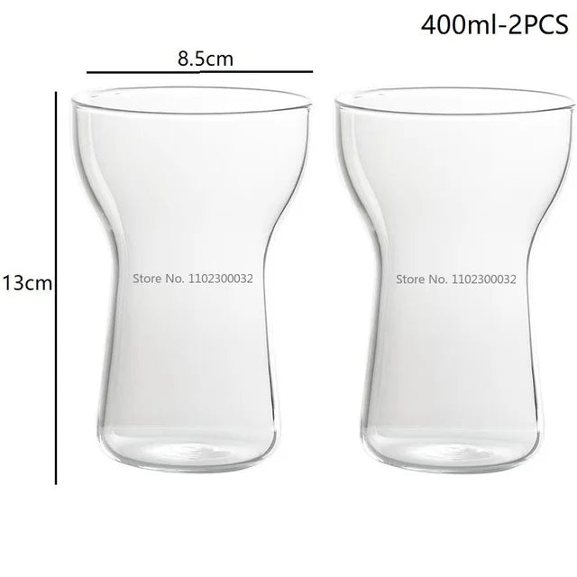 DecorBites™ Glass Drink Cup Set for Home Cafe Bar Heat Insulation Juice Tea Transparent