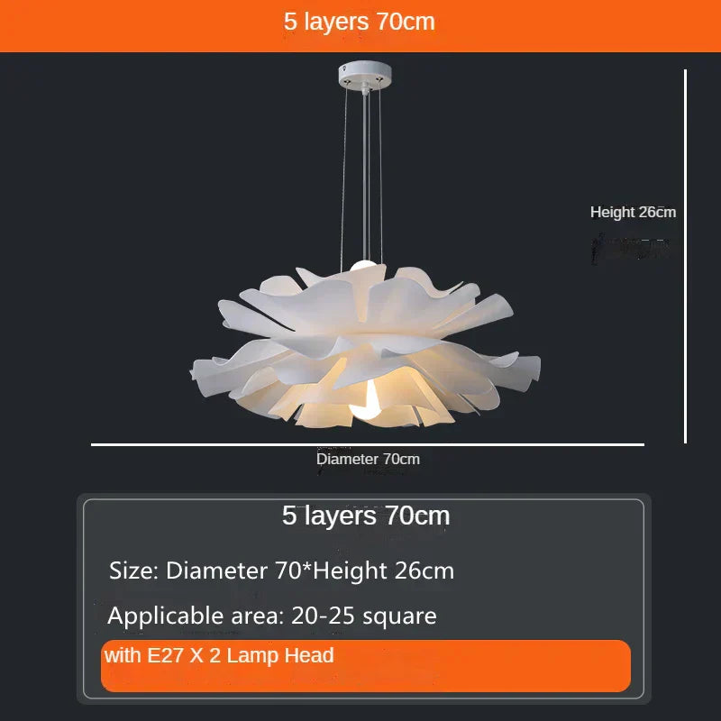 DecorBites™ Love Me Not Chandelier: Simple White Flower Lamp for Bedroom or Kitchen