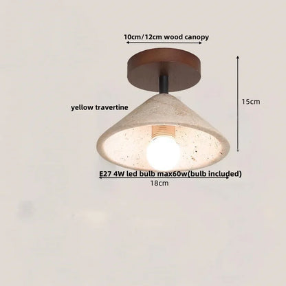 DecorBites™ LED Wood Yellow Travertine Ceiling Light - Modern Style for Home Decor