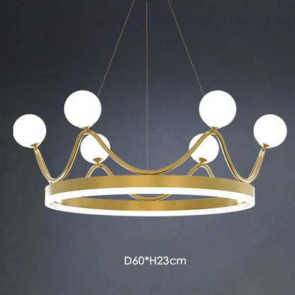 DecorBites™ Crown LED Chandelier: Elegant Ring Lustre for Kids' Room Ceiling Lighting