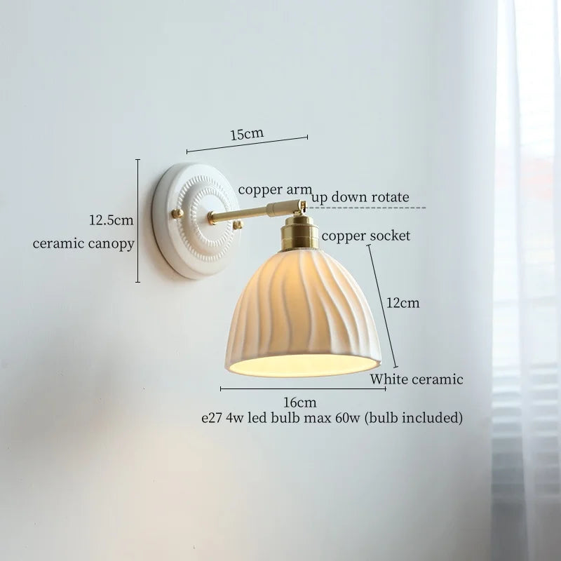 DecorBites™ Copper Ceramic LED Wall Lamp with Pull Chain Switch for Stair Living Room