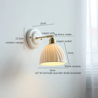DecorBites™ Copper Ceramic LED Wall Lamp with Pull Chain Switch for Stair Living Room