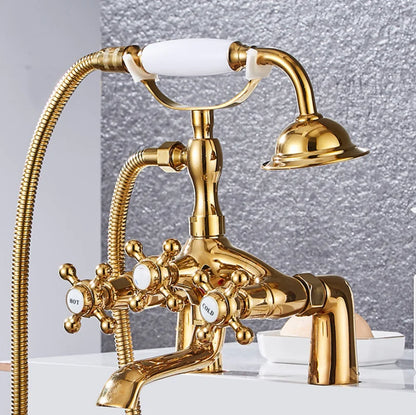 DecorBites™ Antique Chrome Bathtub Shower Mixer Faucet Tap Set for Bathroom