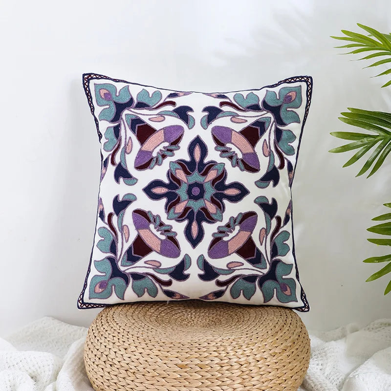 DecorBites™ Boho Farmhouse Floral Square Pillow Cover Set of 2