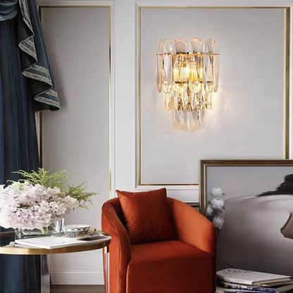 DecorBites™ Crystal LED Wall Lamp: Minimalist Luxury Lighting for Living Room TV Background