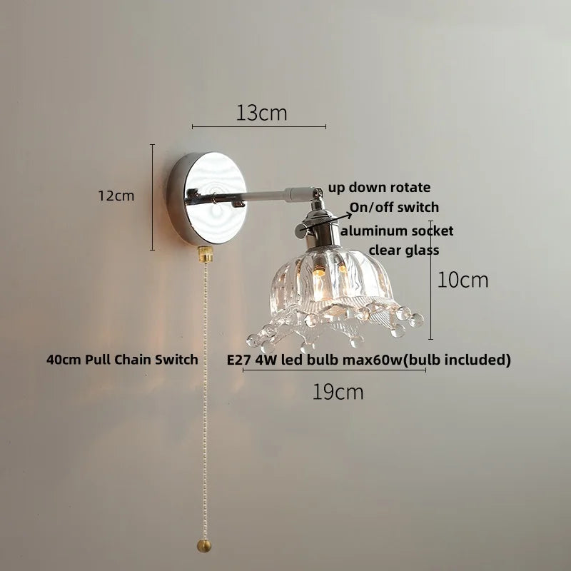 DecorBites™ LED Glass Wall Light Fixture Modern Rotate Bedside Lamp Wandlamp