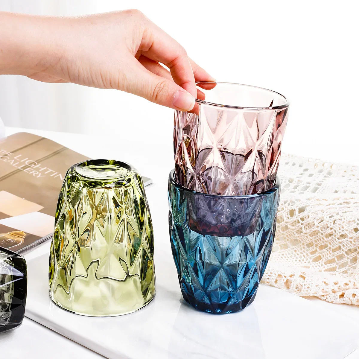 DecorBites™ 240ml Water Glass Drinkware for Cold Beverages, Perfect for Family and Friends Party