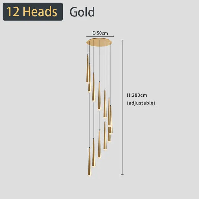 DecorBites™ Black LED Ceiling Chandelier: Stylish Staircase Lighting for Home Decor & Living Room