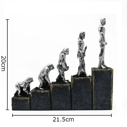 DecorBites™ Ape Man Evolution Sculpture Resin Artwork Decor Ornaments Model Statue