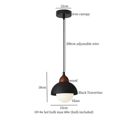 DecorBites™ Black Travertine Pendant Light - Nordic Minimalism LED Pendant Lamps for Living Dining Room