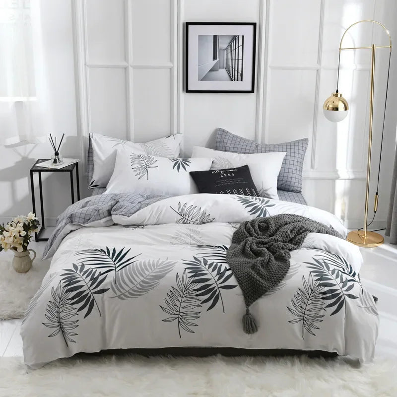 DecorBites™ Flowers Print Cotton King Size Bedding Set, Soft & Comfortable Duvet Cover Set