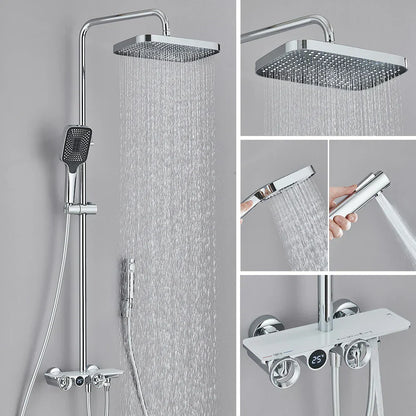 DecorBites™ Grey Thermostatic Digital Shower Faucet Set with Rainfall System