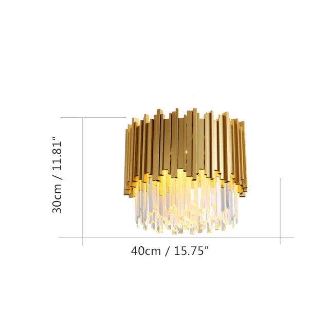 DecorBites™ Golden Stainless Steel Crystal Chandelier: Modern Round LED Light for Dining Room