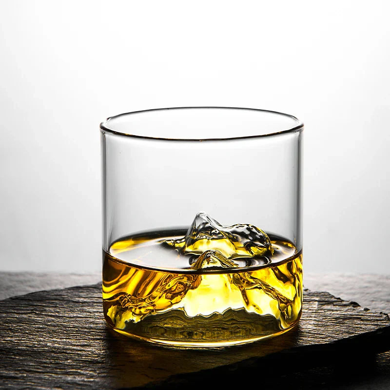 DecorBites™ Glacier Wine Cup: Japanese Style Whisky Glass with Fuji Artwork