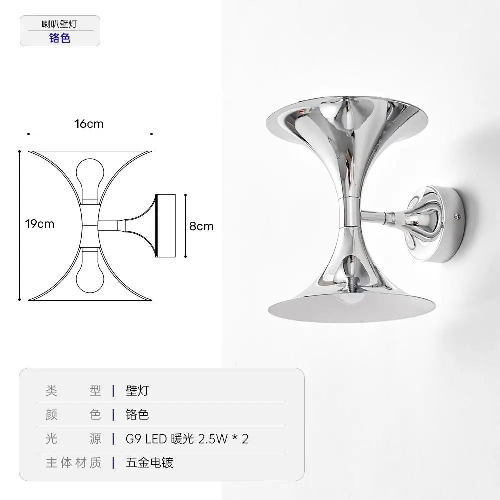 DecorBites™ Art Deco Chrome Horn Wall Lights for Bedroom Living Room Indoor Lighting