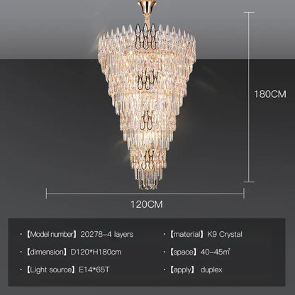 DecorBites™ Crystal Chandelier Duplex Spiral Staircase Post-modern Luxury Light