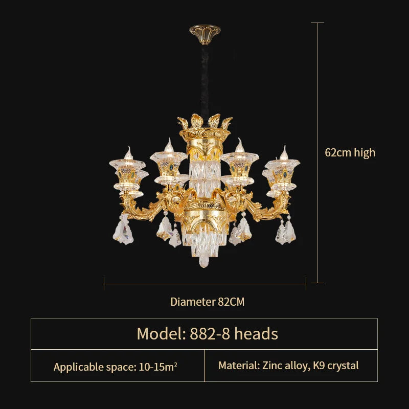 DecorBites™ Jade Crystal Chandelier - Elegant European Style Living Room Lighting
