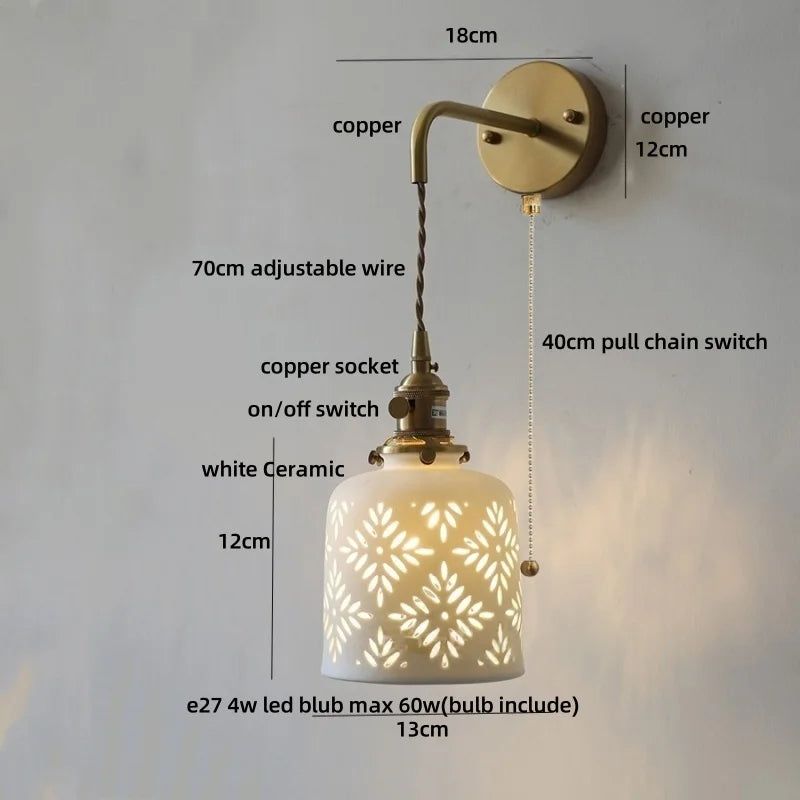 DecorBites™ Ceramic LED Wall Light Balcony Bedroom Kitchen Modern Bedside Lamp