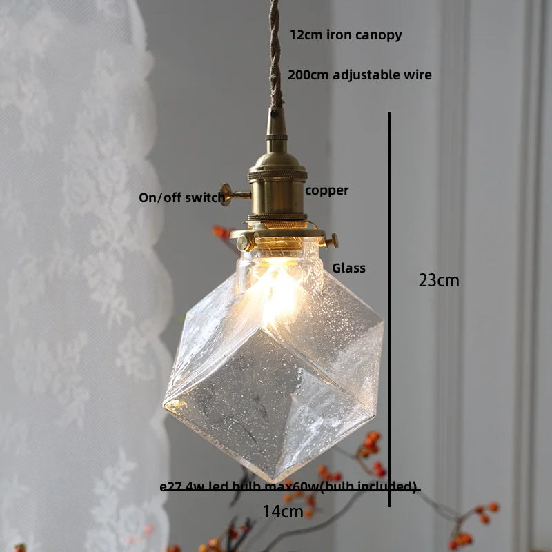 DecorBites™ Glass LED Pendant Lamp Modern Copper Socket Hanging Light