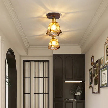 DecorBites™ Copper Wood LED Ceiling Lamp Modern Indoor Lighting Fixtures