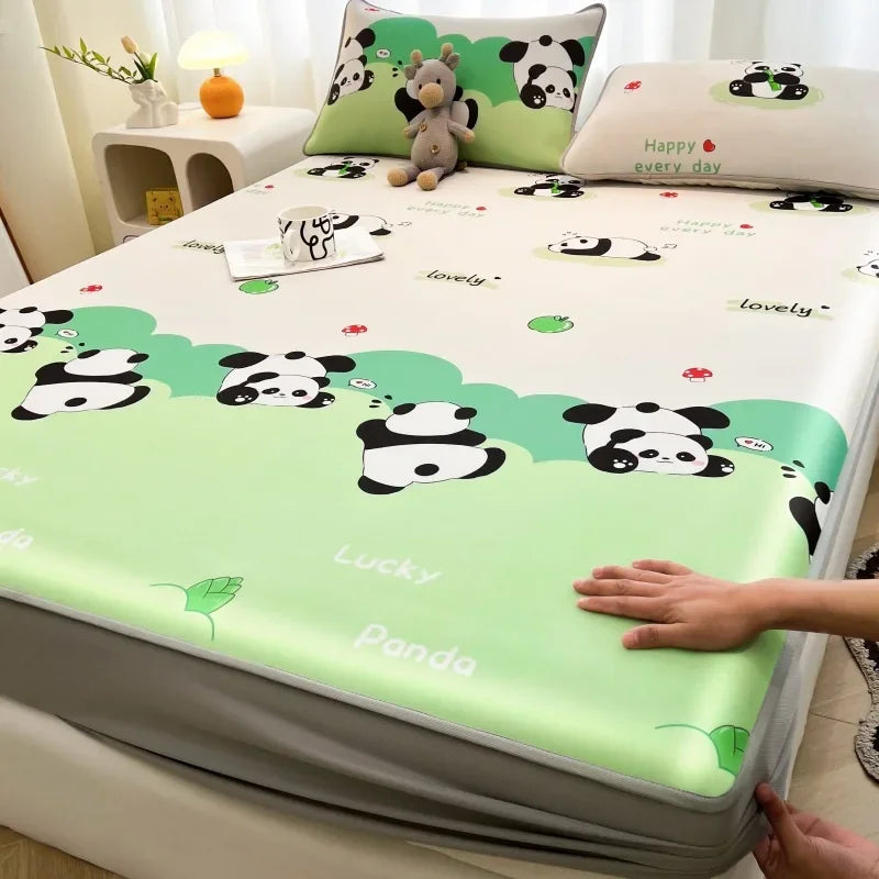 DecorBites™ Cooling Ice Silk Mattress - 3Pcs, High Quality, Simple Pattern, Anti-Wrinkles.