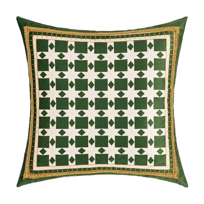 DecorBites™ Green Leaves Moss Printed Velvet Cushion Cover for Home Decor