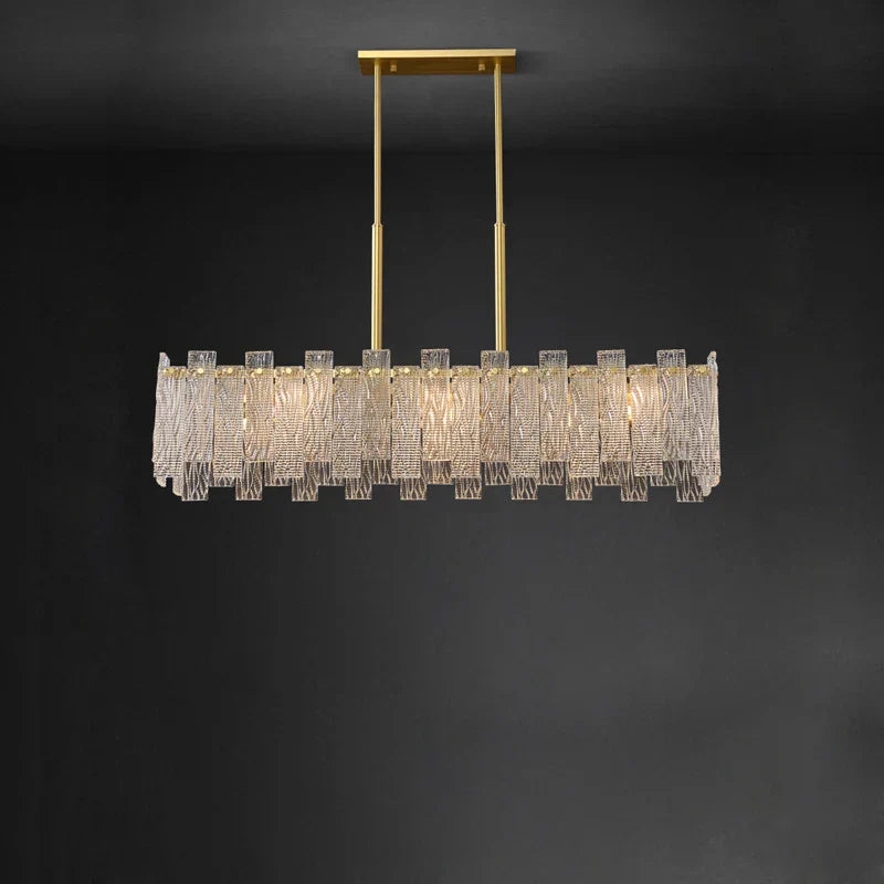 DecorBites™ Art Deco Golden Copper Glass Chandelier LED Lighting Fixture