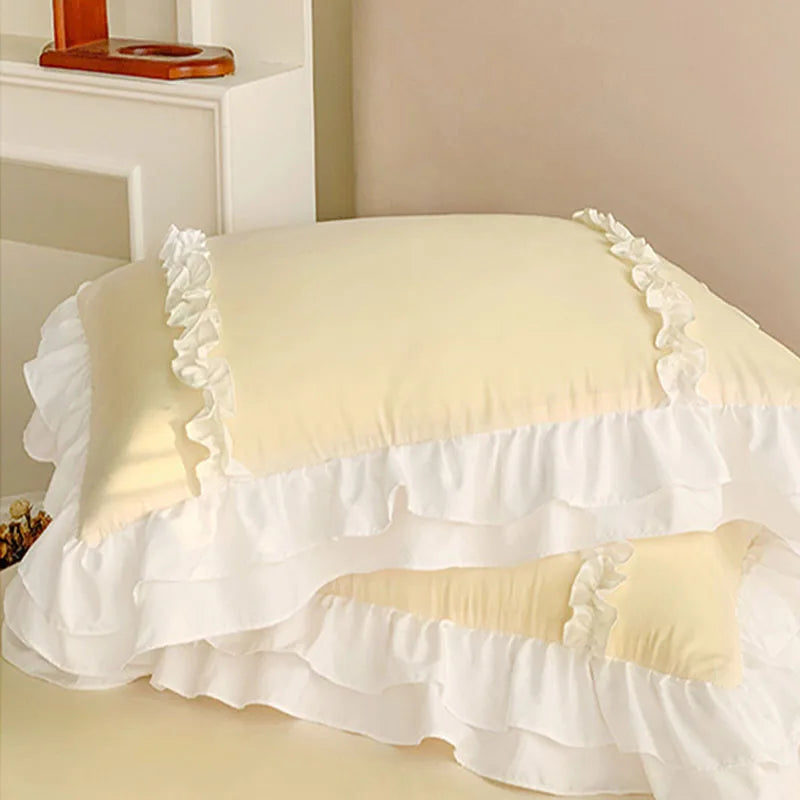 ™ Korean Princess Lolita Bed 4-Piece Set in Solid Washed Cotton
