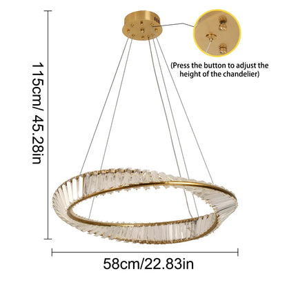 DecorBites™ Gold Möbius Strip Pendant Chandelier for Luxe Living and Dining Spaces
