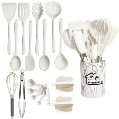 DecorBites™ 18Pcs Silicone Kitchen Utensils Turner Spatula Measuring Spoon Cooking Tool Set