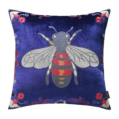 DecorBites™ Bee Embroidery Cushion Cover - Exquisite Animal Design for Sofa Decor