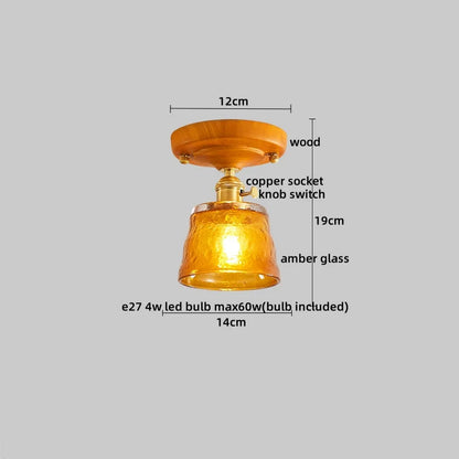DecorBites™ Copper Wood LED Ceiling Lamp Modern Indoor Lighting Fixtures
