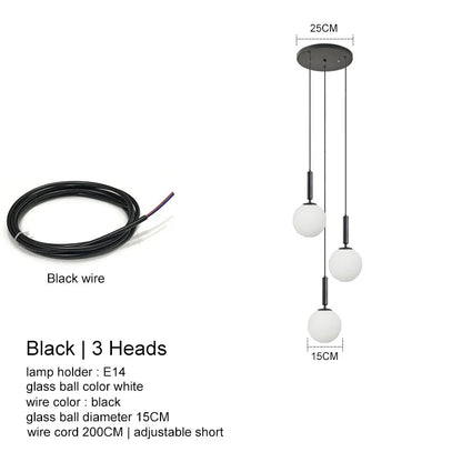 DecorBites™ LED Glass Ball Chandelier: Stylish Lighting for Home, Hotel, and Indoor Spaces