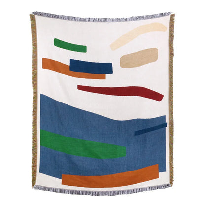 DecorBites™ Beach Blanket Sofa Cover - American Country Plaid Blanket - Cotton Tassel Throw Tapestry