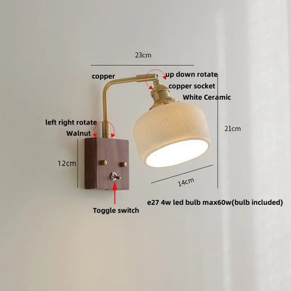 DecorBites™ Ceramic LED Wall Light Fixture Reading Coffee Nordic Modern Rotatable Bedside Lamp