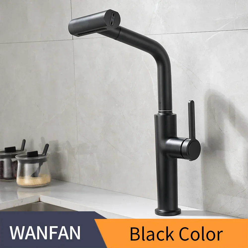 DecorBites™ Black Pull Out Kitchen Faucet with Waterfall Stream Sprayer Head