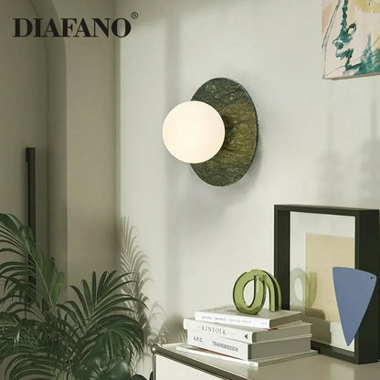 DecorBites™ Green Marble LED Wall Lamp for Luxury Living Room Decor