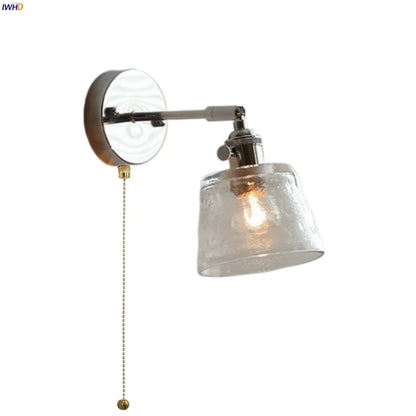 DecorBites™ Iron Rotate LED Wall Light Modern Pull Chain Switch Clear Glass Wandlamp