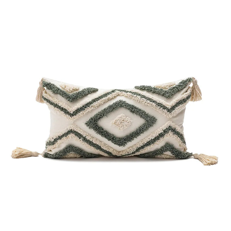DecorBites™ Boho Loop Tufted Tassel Pillow Cover - Ethnic Embroidered Decorative Cushion