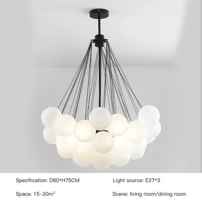 DecorBites™ Frosted Glass Ball LED Chandelier in Gold/Black for Dining Room & Bedroom