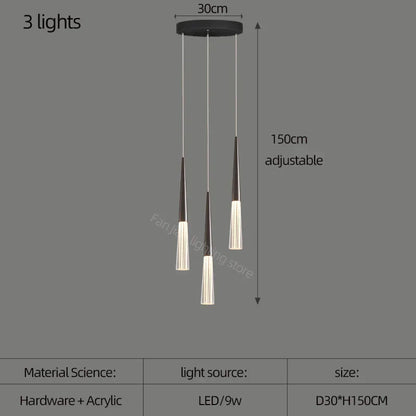 DecorBites™ Acrylic Cone Pendant Light for Villa Stair, Kitchen, and Restaurant.