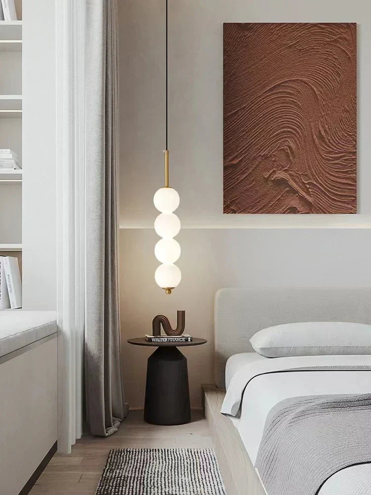 DecorBites™ LED White Pearl Glass Pendant Lights for Kitchen Bar Decor - Bubble Hanging Lamp