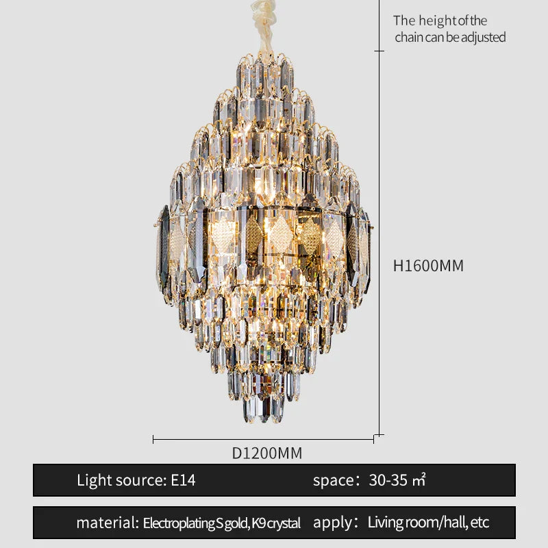 DecorBites™ Crystal Chandelier - Luxe Light for Villa, Hotel & Building Project