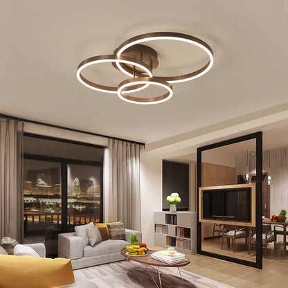 DecorBites™ Golden Coffee Round Circle LED Ceiling Light with Acrylic Lampshade - Creative Living Room Fixture