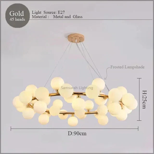 DecorBites™ LED Glass Chandelier Pendant Lamp for Living Room Dining Room Lighting