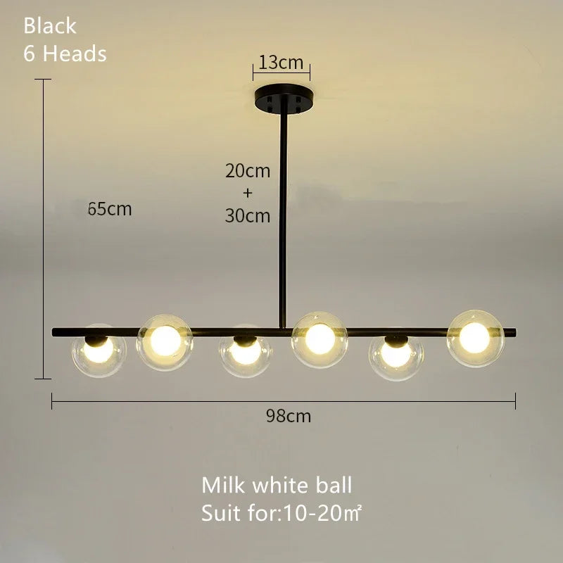 DecorBites™ Glass Ball Chandelier - Modern LED Pendant Lamp for Home Decor