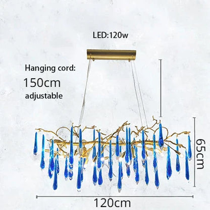 DecorBites™ Blue Crystal Chandelier: Luxe Living Room LED Lighting